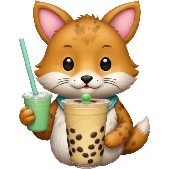 Random animal holding s cup of boba emoji