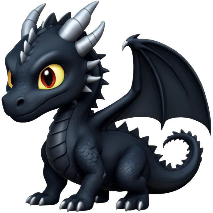 Un dragón furia nocturna mirando de frente animado  emoji