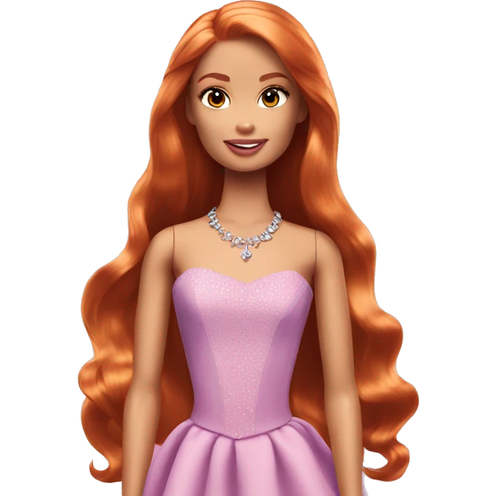 barbie princess amber eyes long ginger hair emoji