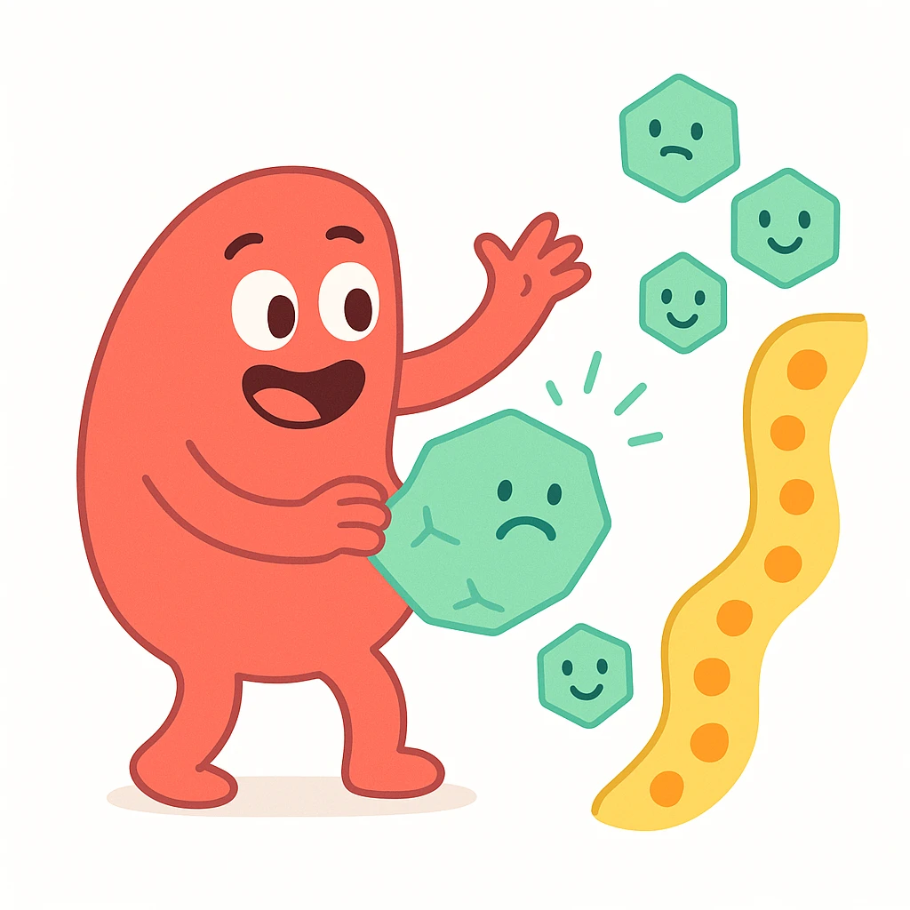Ultra-detailed emoji-style illustration of enzyme digestion: Red amylase breaking green starch into sugars near a yellow cell membrane. Clean white background, no text. Scientific but simple emoji