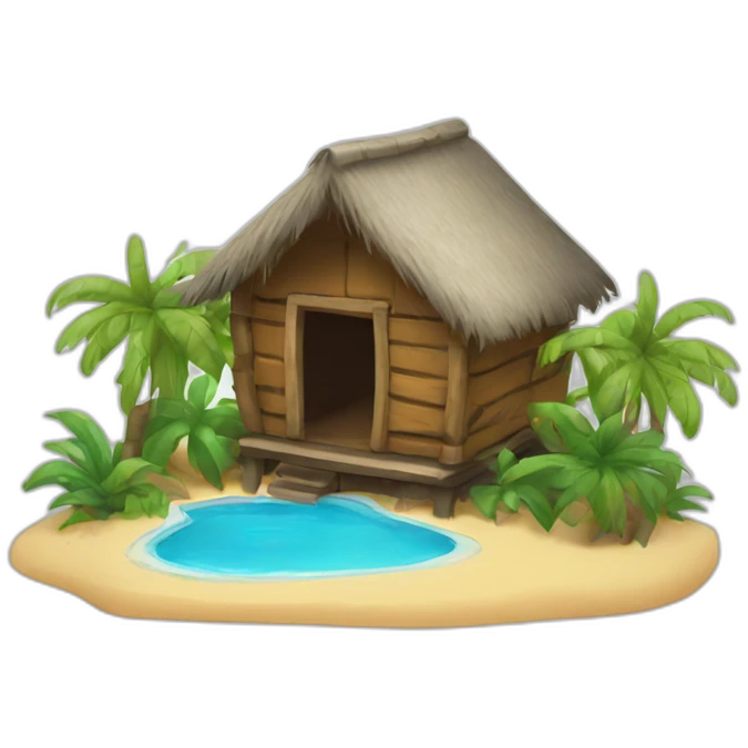 Tiny tropical hut emoji