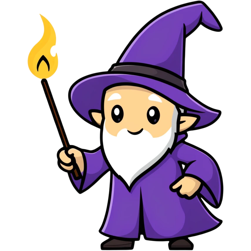 Wizard with pointy hat and magic wand emoji