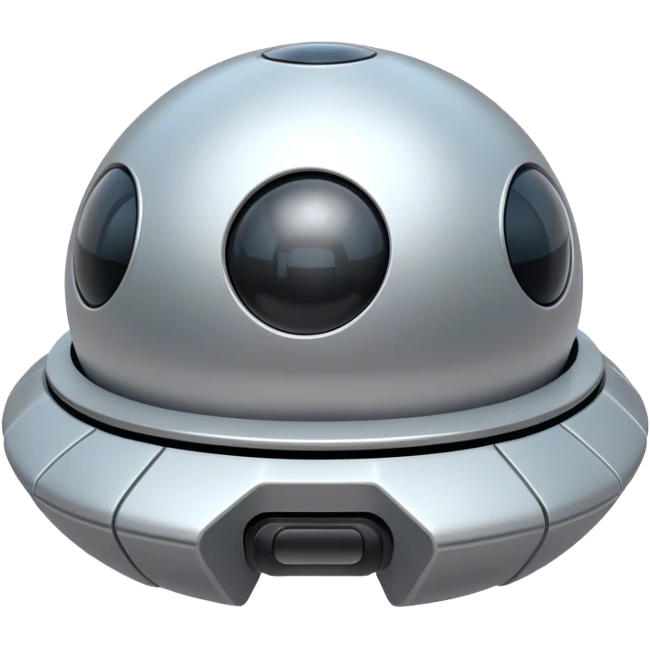 a realistic, spherical spaceship shaped like a ball, with a smooth surface and minimalistic details. Use a plain background. emoji