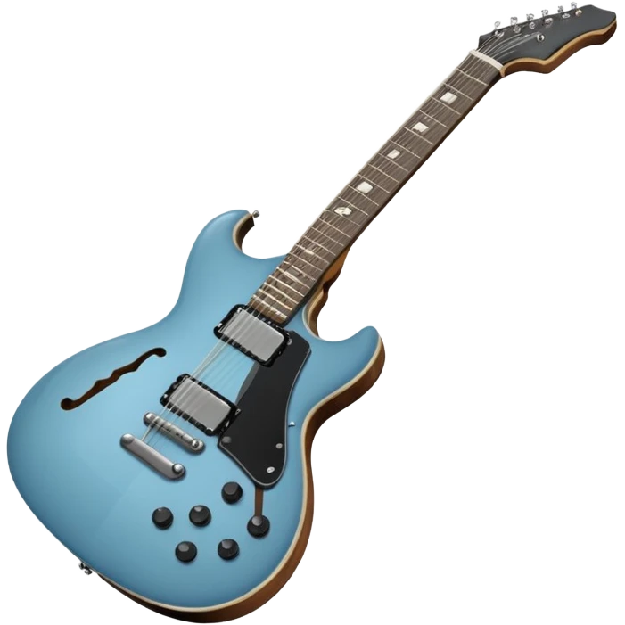 A gray-blue electric guitar with a black pick guard and only one volume knob emoji