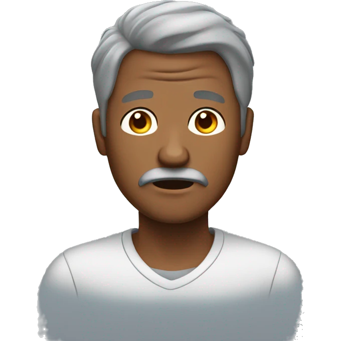 Brown skin man with gray hair, gray beard stressed emoji