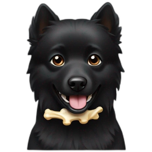 Little black spitz with bones in your mouth emoji