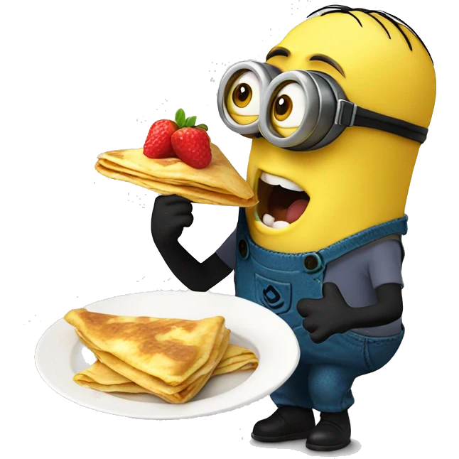 A minion eating crêpes emoji