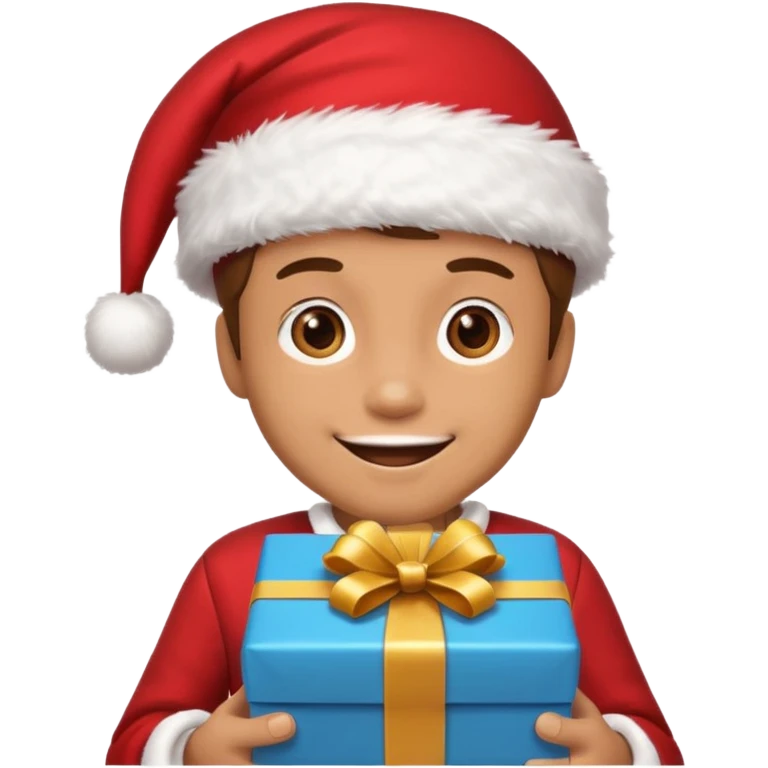create a realistic emoji of a packaging woker under a christmas tree emoji