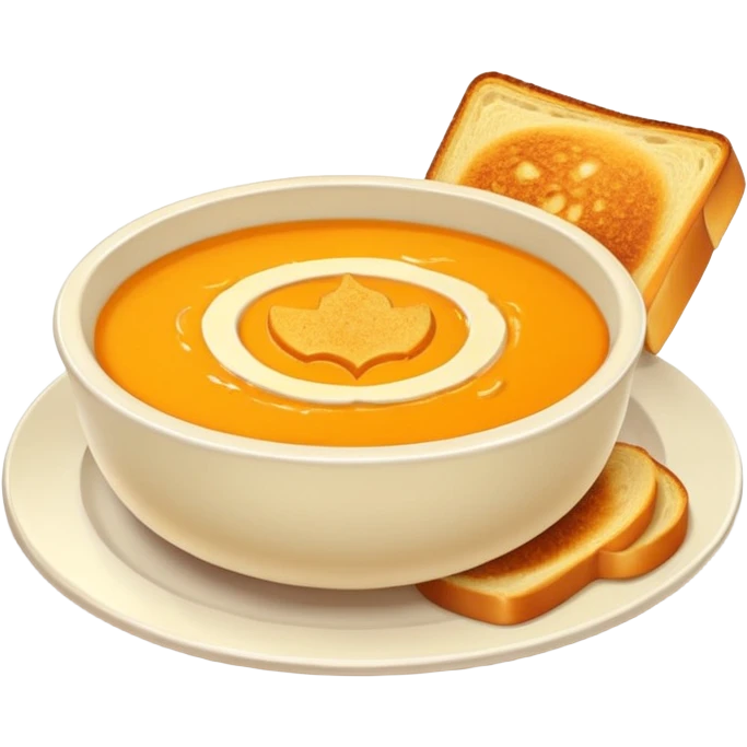 pumpkin soup with sliced grilled cheese on the side emoji