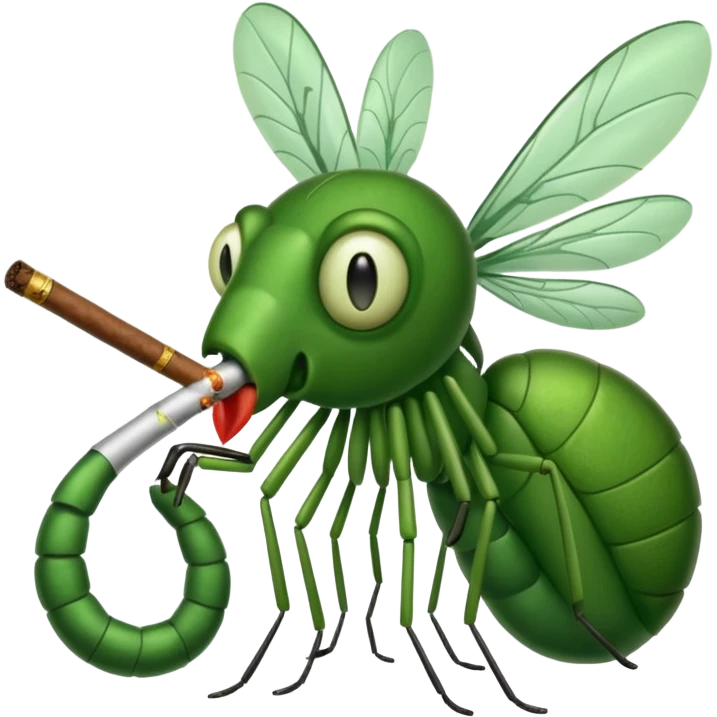 mosquito verde fumando un cigarro emoji