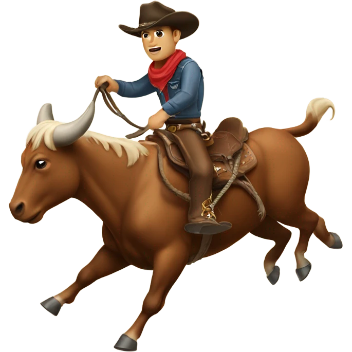 Cowboy riding bull emoji