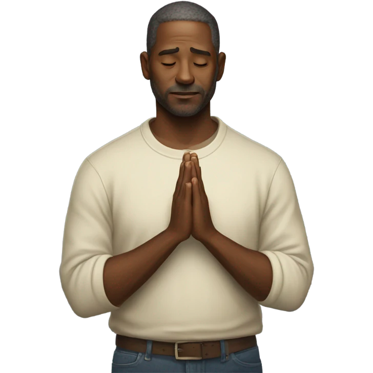 casual portrait of a man praying for the wild fire victims of LA emoji