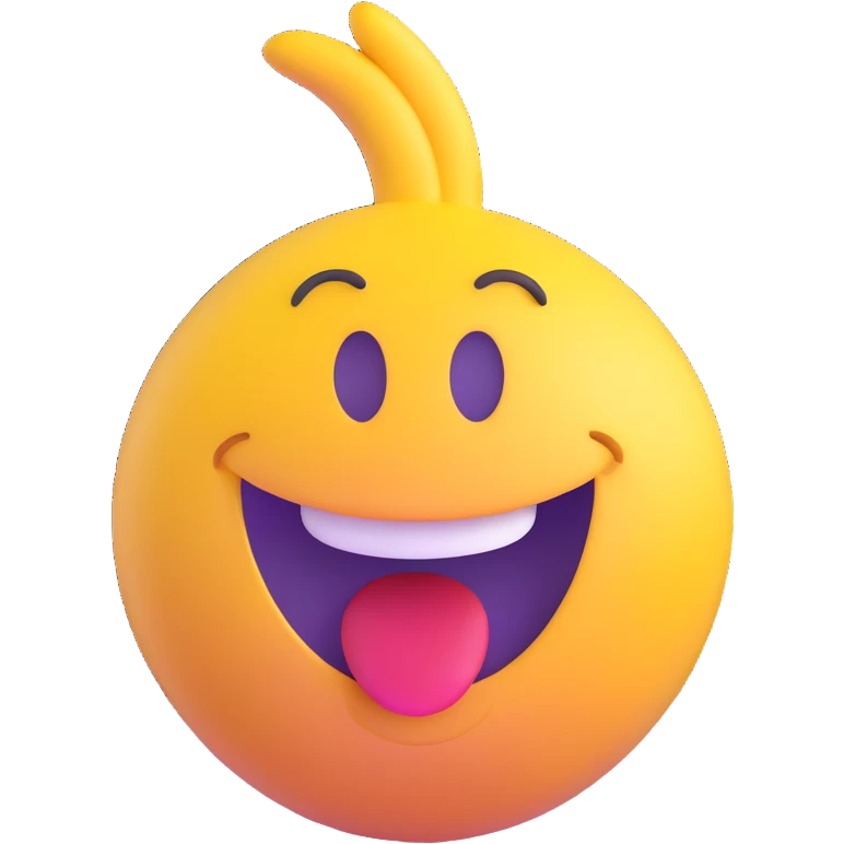 goofy classic emoji with playful expression, bright yellow, big smile emoji