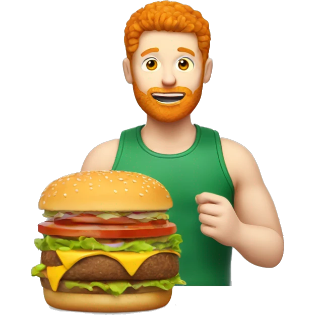 Ginger eating burger emoji