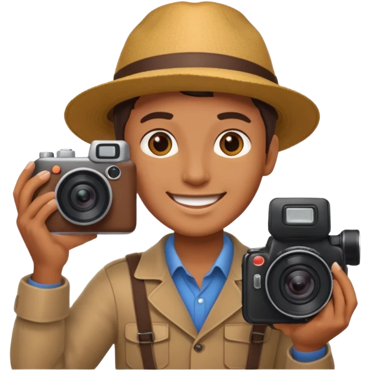 create a photographer under a mountain of cameras emoji