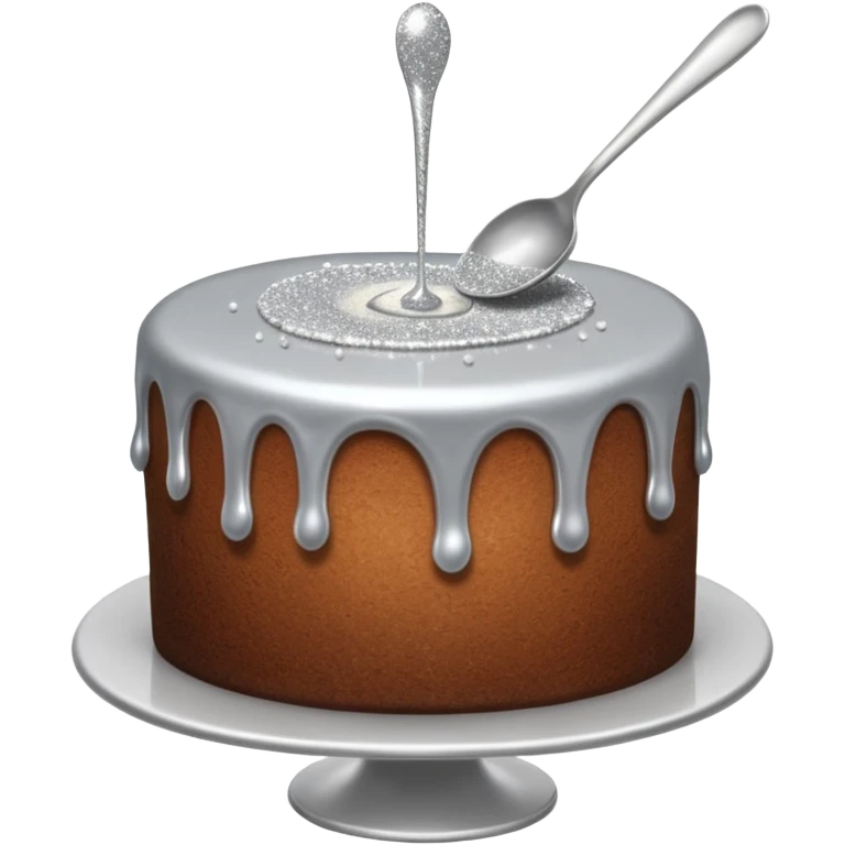 silver glitter being poured onto a cake with spoon  emoji