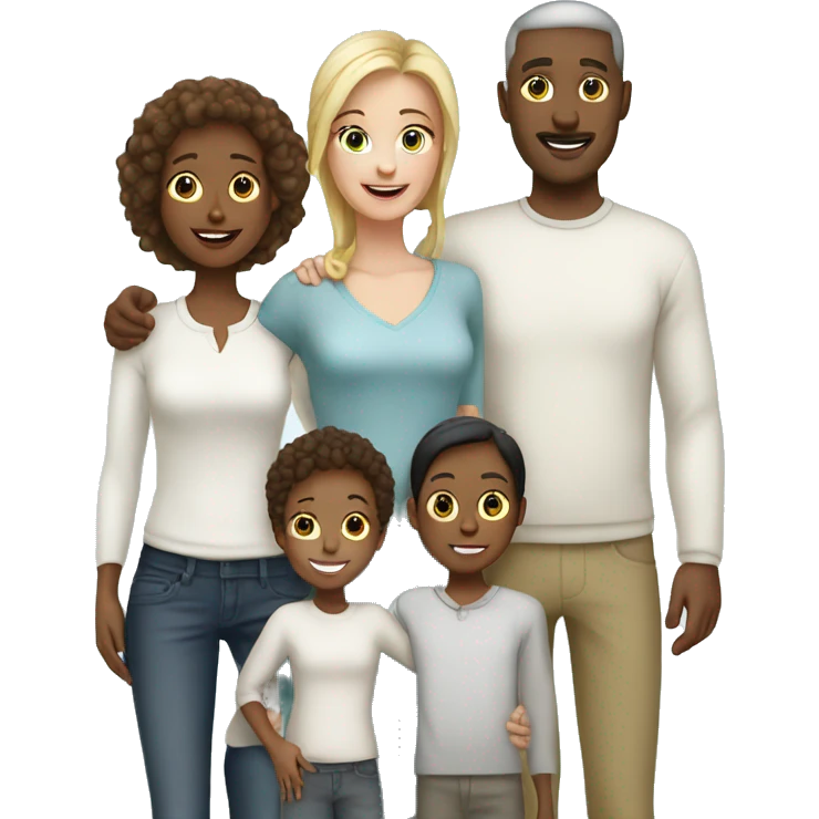 White family with parents 4 girs 1 boy emoji