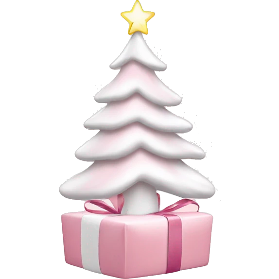 Light pink Christmas gifts under a white Christmas tree  emoji