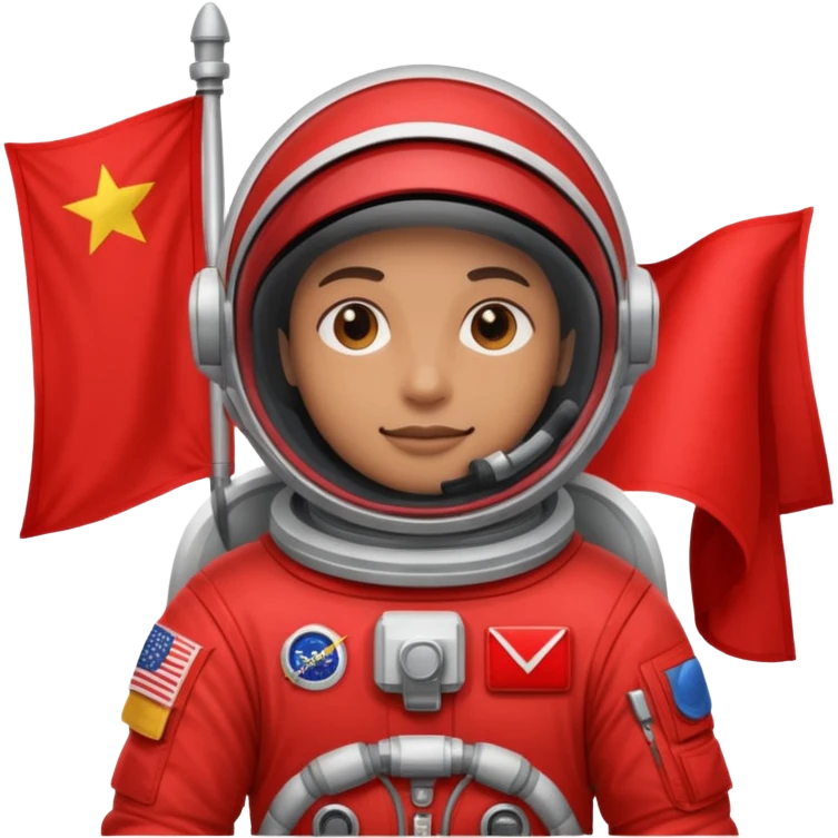 astronaut with red flag emoji