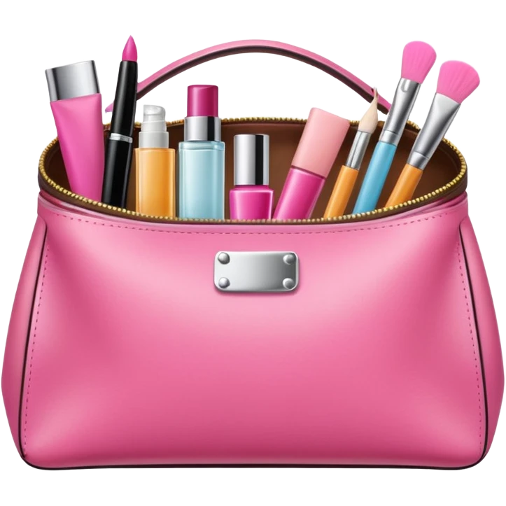 cosmetic bag with cosmetics peeking out emoji