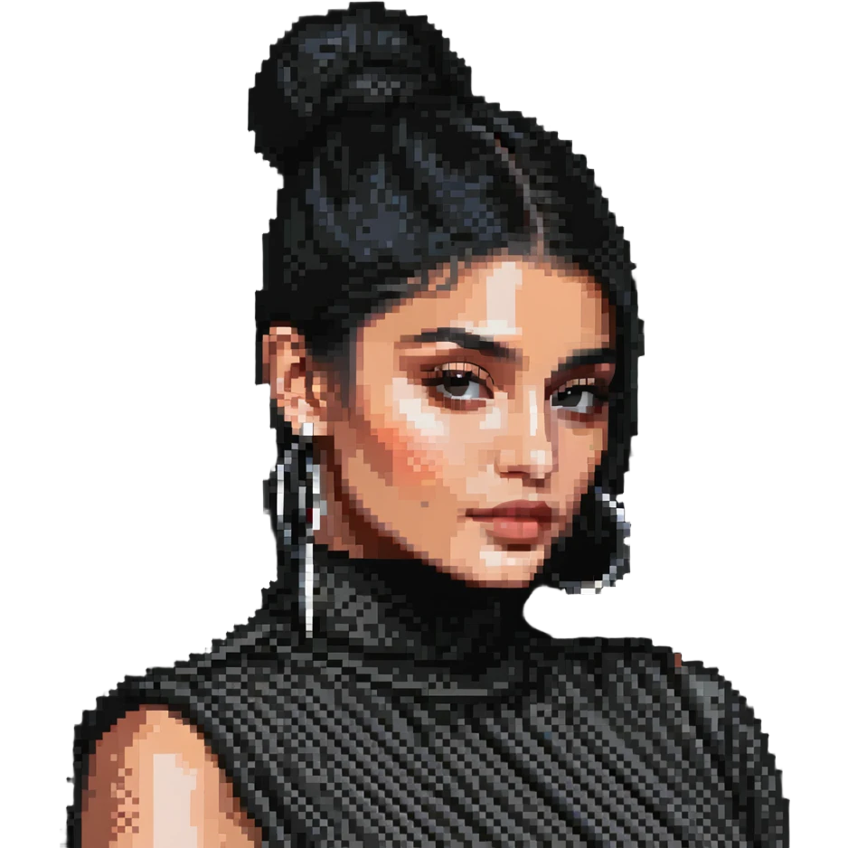 Kylie Jenner with a low bun emoji