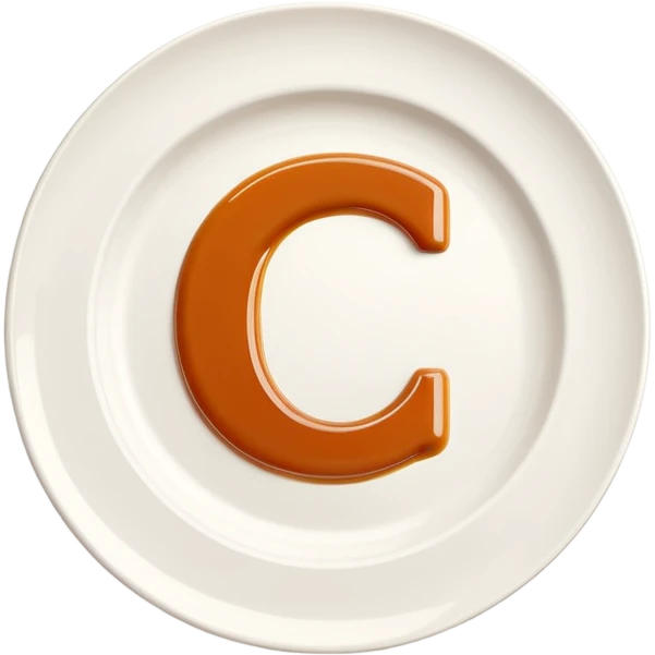 A modern icon of a white ceramic plate with a refined sauce drizzle shaped like the letter C, subtly expressing the CatchTable brand identity. Use a sleek, minimal style.
The sauce drizzle should include a color #FF3D00.
Soft shadows, simple lines, high-end visual mood. emoji