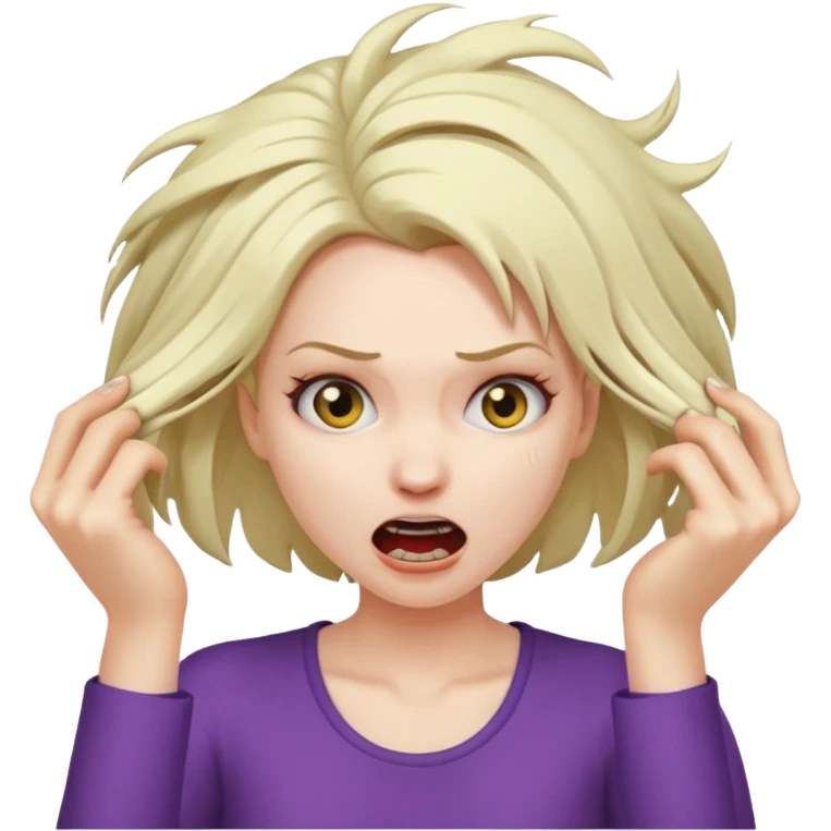 Manic ripping hair out female emoji