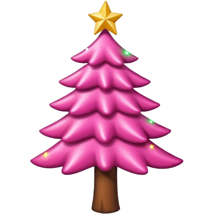 Crea un arbol de navidad en color rosa que parezca de caramelo Agrega luces navideñas has que la estrella brille emoji