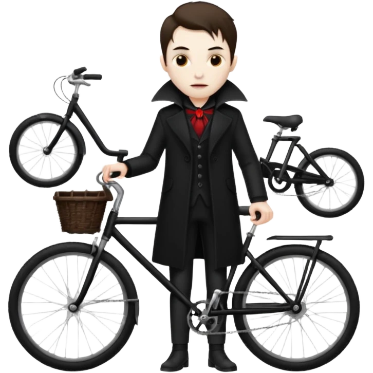 vampire stand back of the bicycle. emoji
