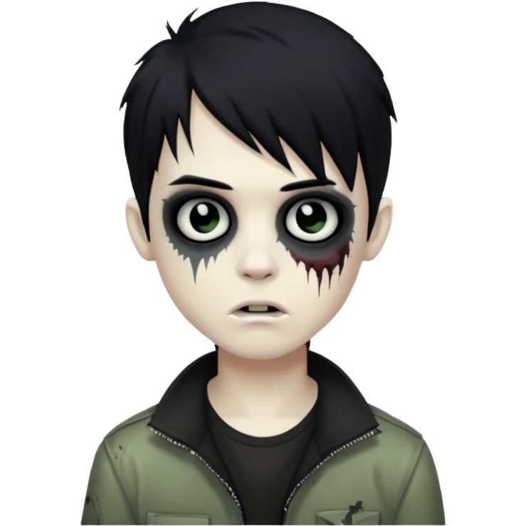 boy zombie with black hair emo emoji