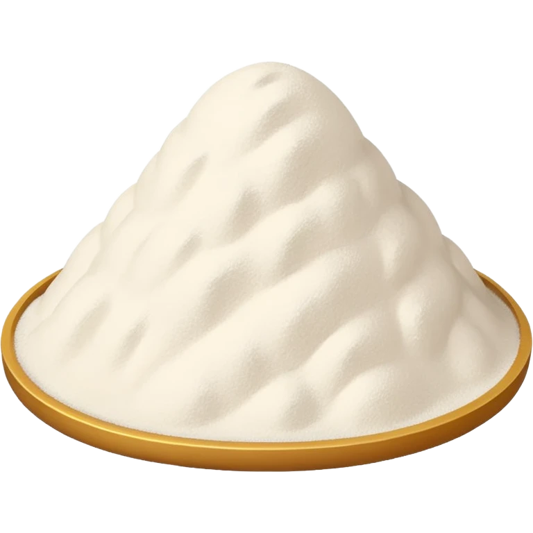 small white powder mound with fine matte texture and softly uneven surface, no label, scoop, or extras, soft lighting, subtle shadows, transparent background, emoji scale emoji