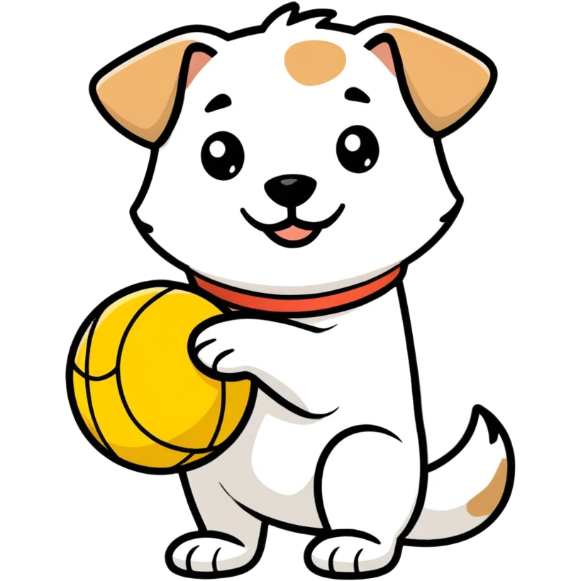 A dog with a ball emoji