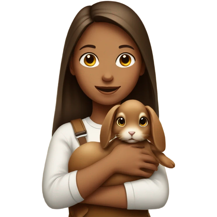 Girl with brown rabbit  indoors emoji