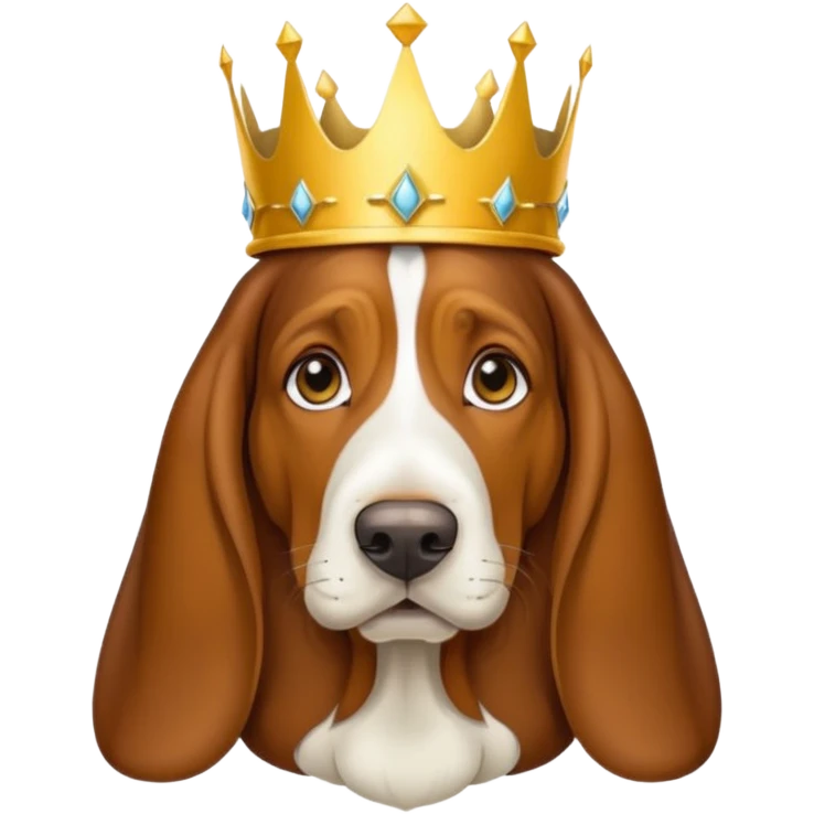Basset hound with a crown emoji