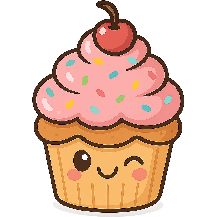 cute winking cupcake emoji