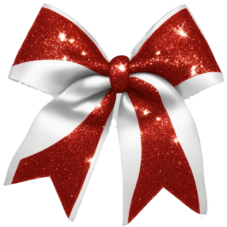 red sparkly cheer bow with white emoji