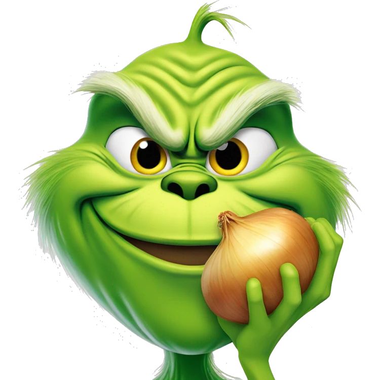 the grinch eating an onion emoji