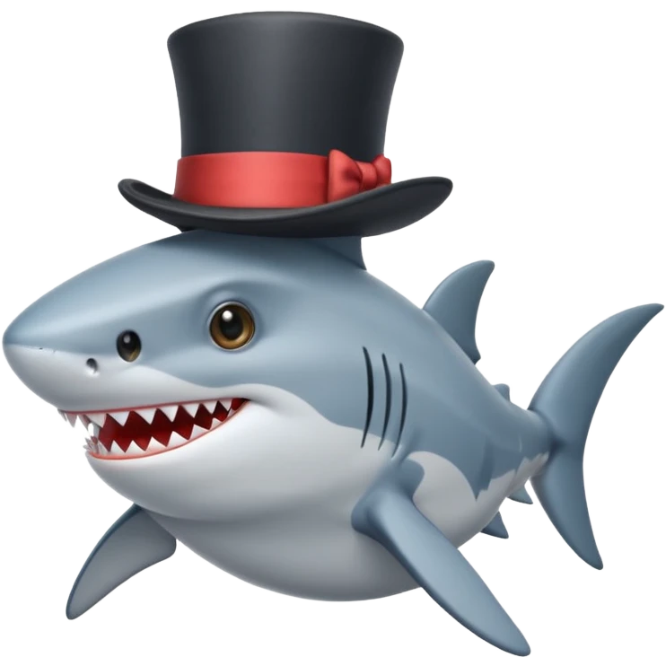 Shark with a top hat emoji