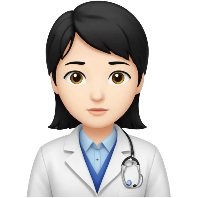 Farmacist with black hair and white coat emoji