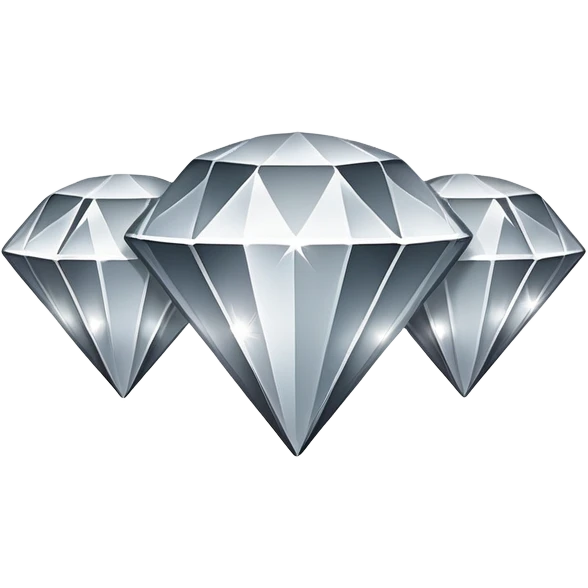 Emoji-style vector illustration of three sparkles in shades of gray: one large diamond‑shaped sparkle at center and two smaller sparkles at top‑right and bottom‑left. Design flat and minimal, with clean, smooth outlines, subtle inner gradients for profundidade emoji