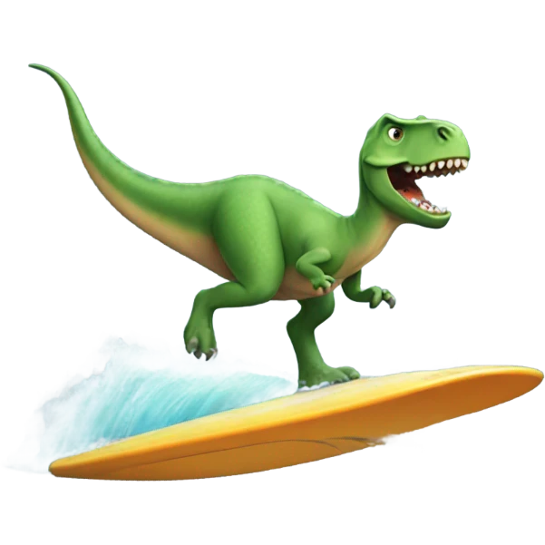 Dinosaur surfing emoji