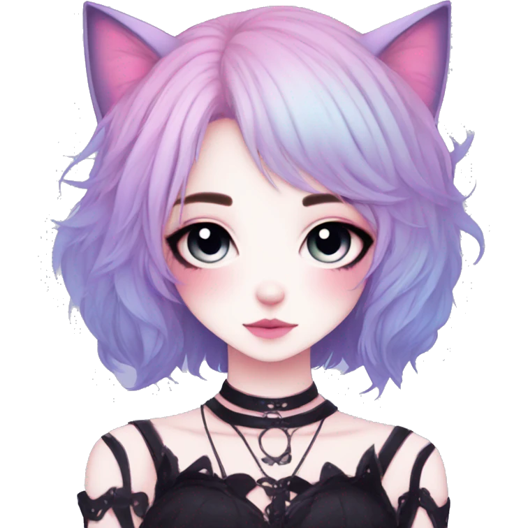 Gorgeous Cute Gothic Edgy Pastel Gradient Beautiful Anime Emo CatLady emoji