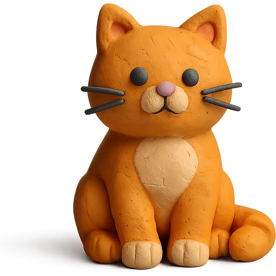 cute cat sitting in claymation style emoji