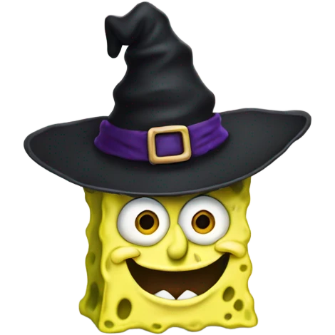 SpongeBob with a witch hat emoji