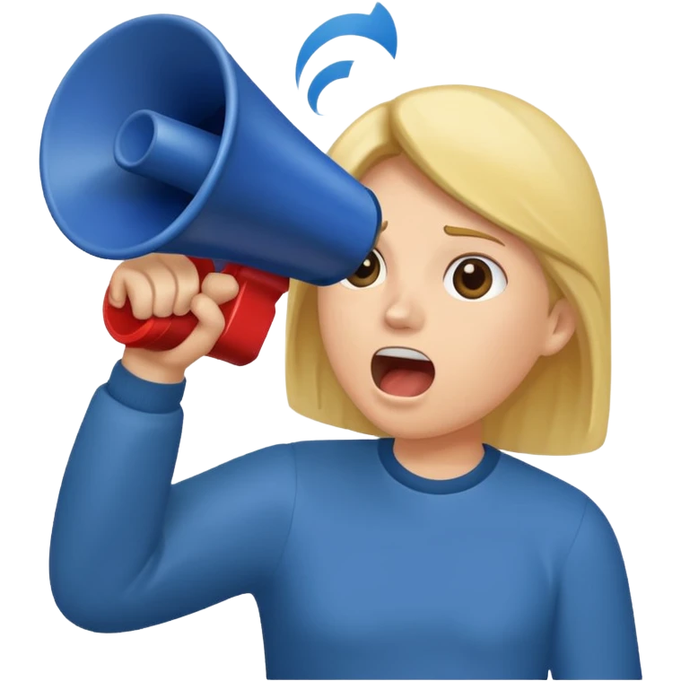  2nd pic yelling into megaphone held in right hand emoji