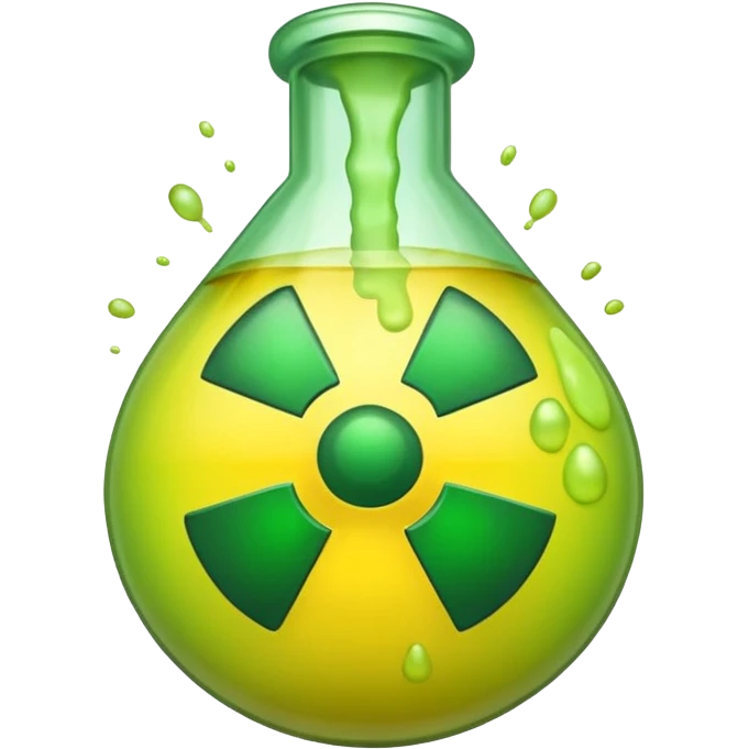 create a poison bomb which is radioactive in color, make the poison inside spoiling out and make the bomb gradient from green to yellow emoji