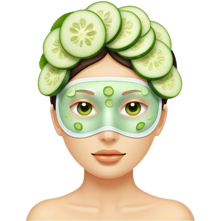 Emoji mit Feuchtigkeitsmaske im Gesicht und Gurkenscheiben auf den Augen emoji
