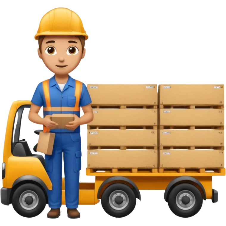 Worker with pallet in truck, import emoji