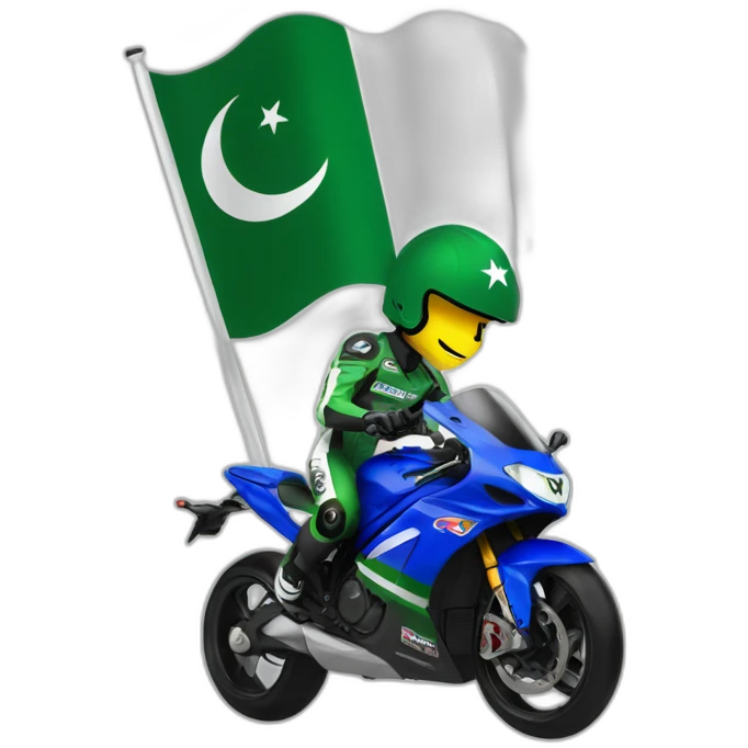 supersport motorcycle guy helmet holding pakistan flag racing emoji
