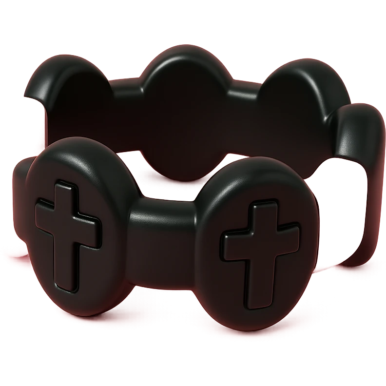 BLACKPINK-inspired gothic bracelet, no hearts, vinyl figure style, glossy and bold, black and pink colors emoji